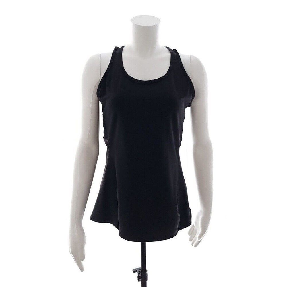 Athleta Solid Black Racerback Mesh Yoga Inversion Tank Top Womens Size Medium